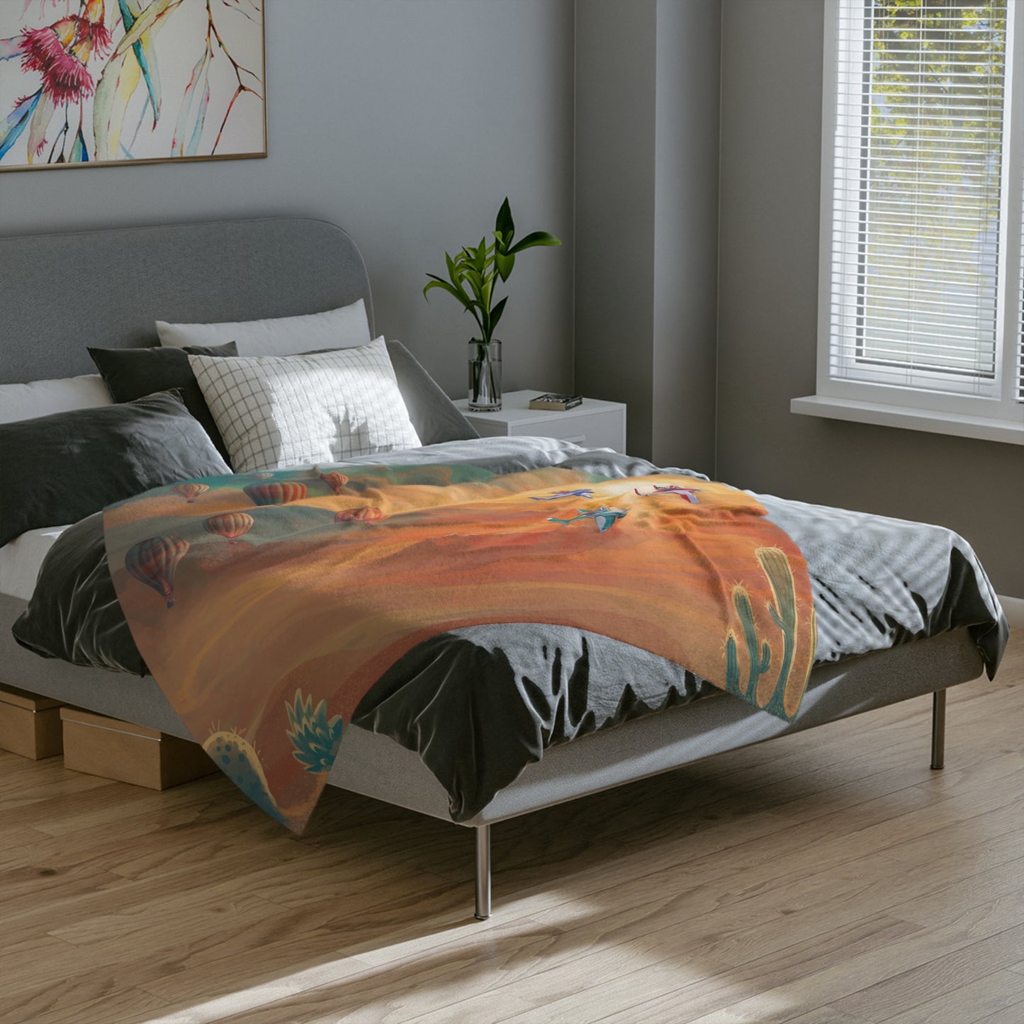 Miso and Kili Sonoran Desert Sunrise Blanket