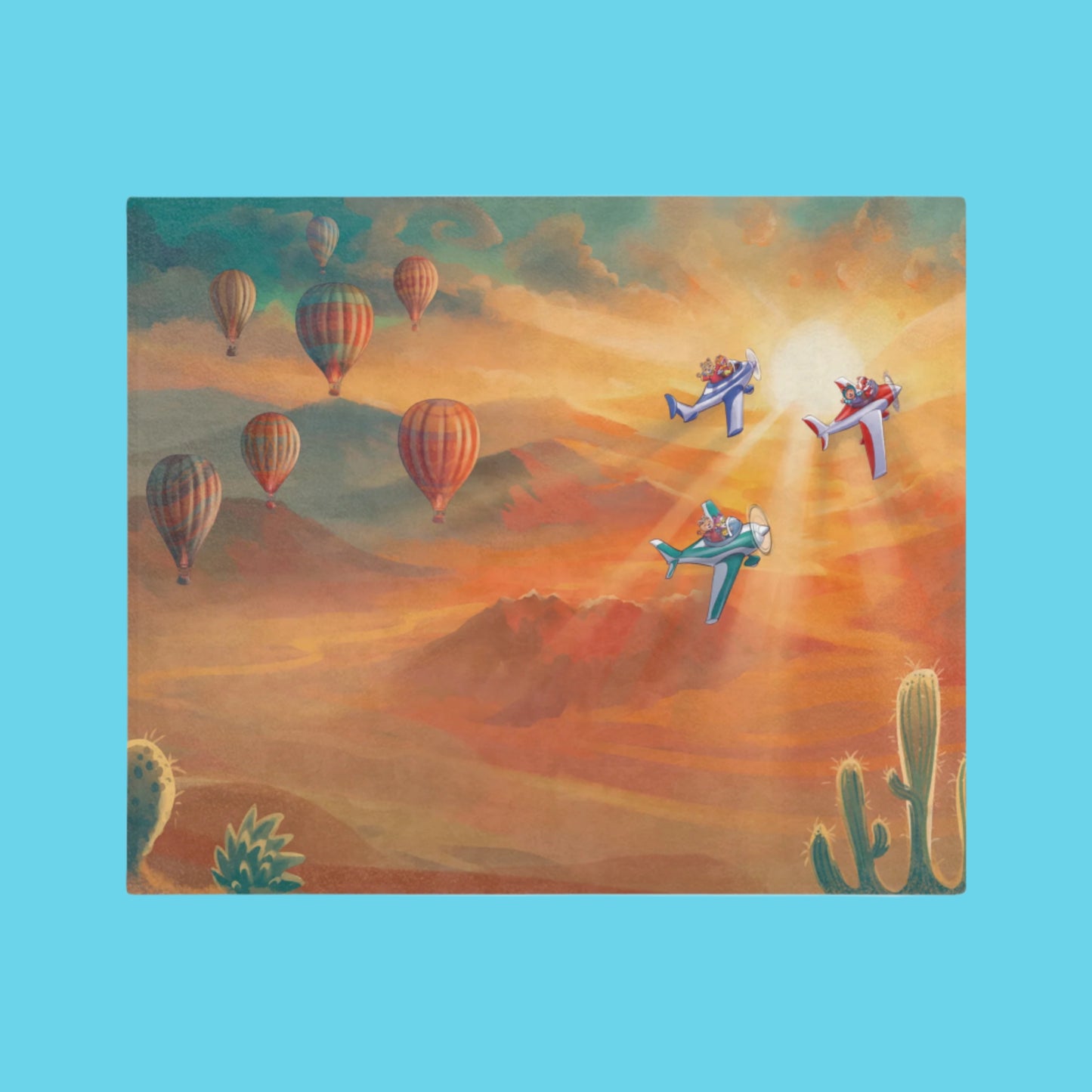 Miso and Kili Sonoran Desert Sunrise Blanket